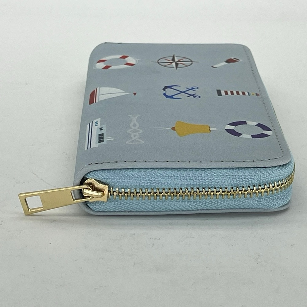 Wallet Nautical Sailing Sailboat Ocean Beach Blue Lighthouse Travel Beachy New - Picture 4 of 11